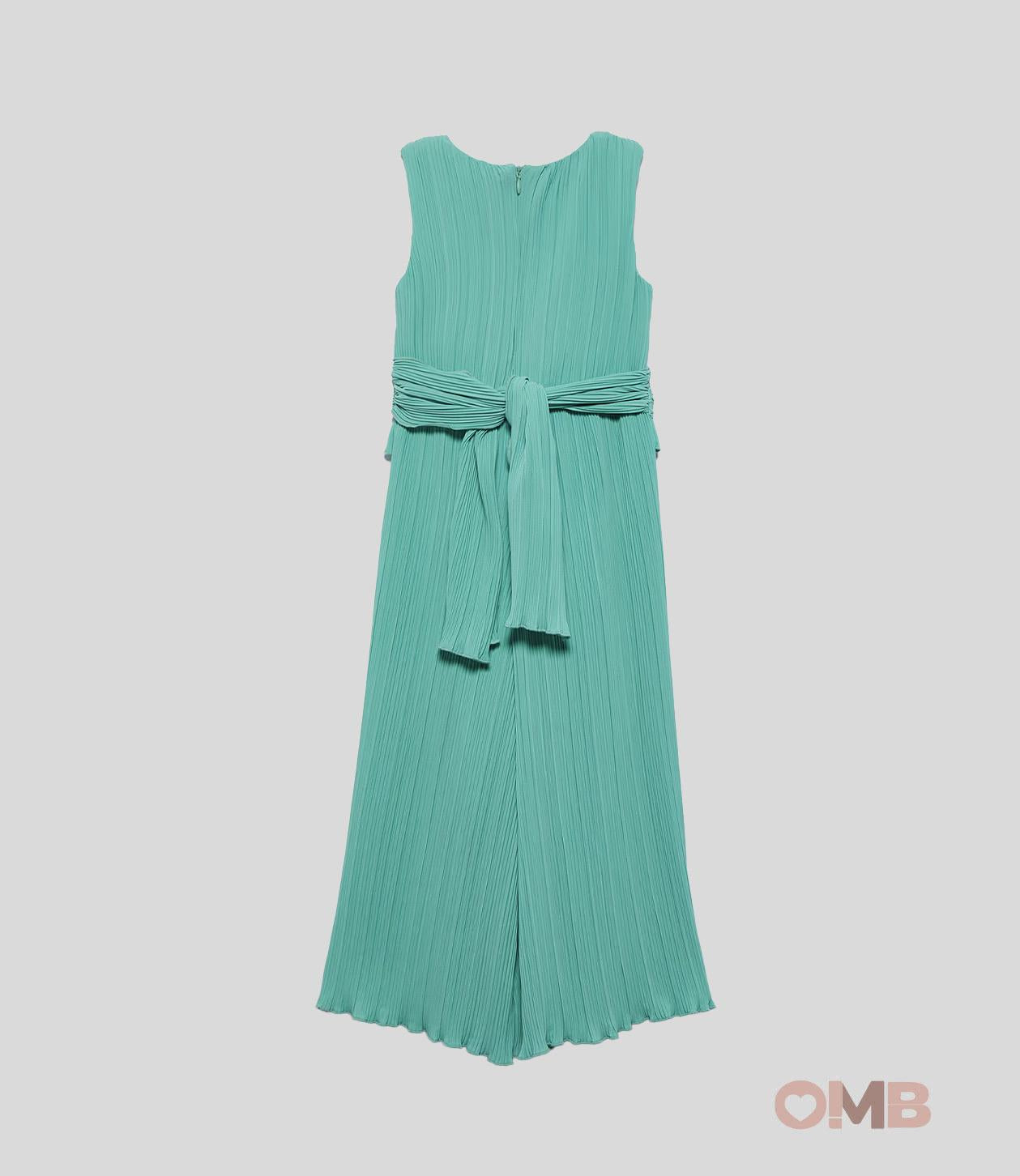 Abito bambina Abel&Lula 5221 Verde chiffon plissettato zip 5221 VERDE ABEL&LULA 