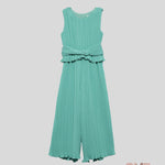Abito bambina Abel&Lula 5221 Verde chiffon plissettato zip 5221 VERDE ABEL&LULA 