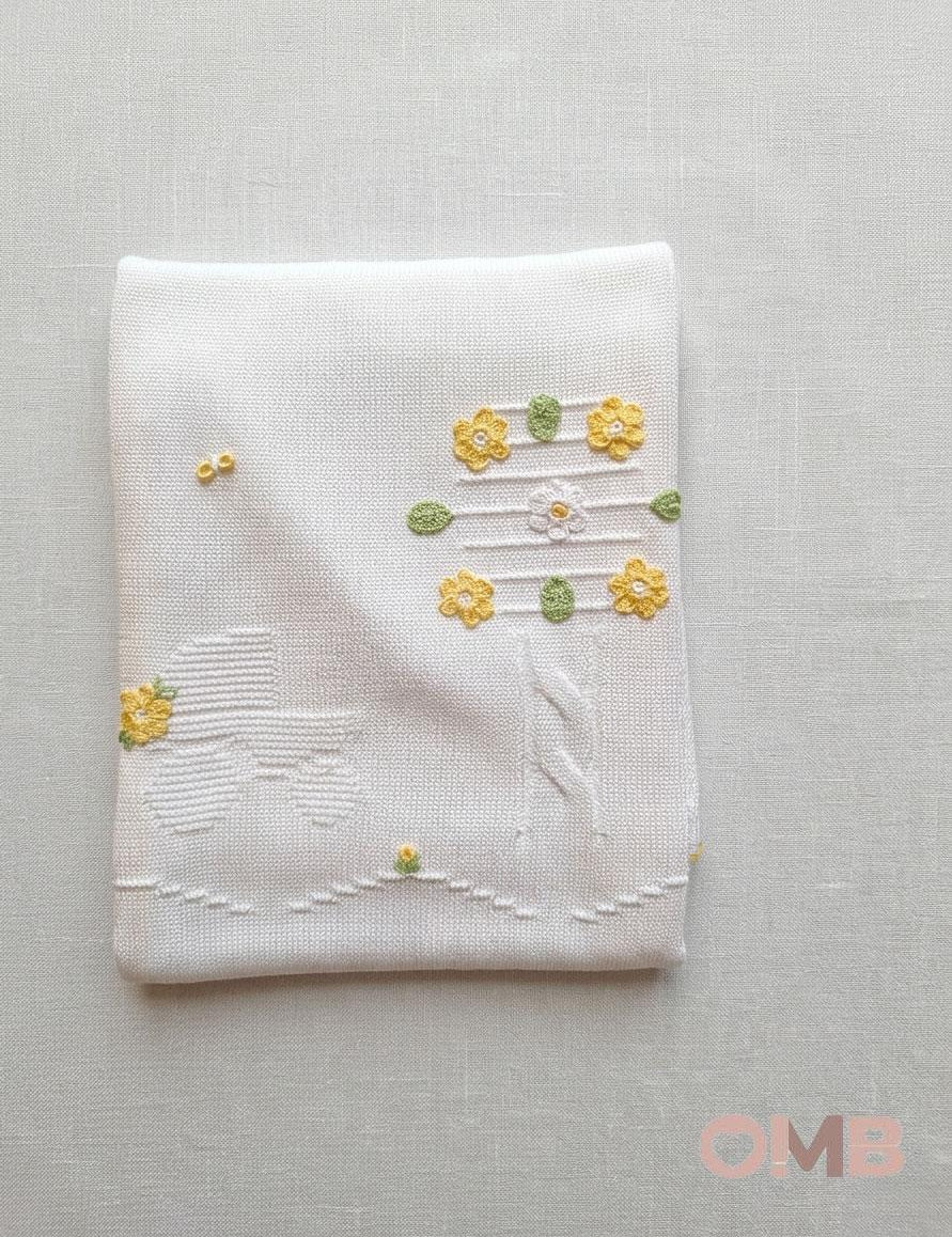 Coperta neonata PRIMODI BEBE 36051SU Bianca 3605.1SU BIANCO/GIALLO PRIMODI BEBE 