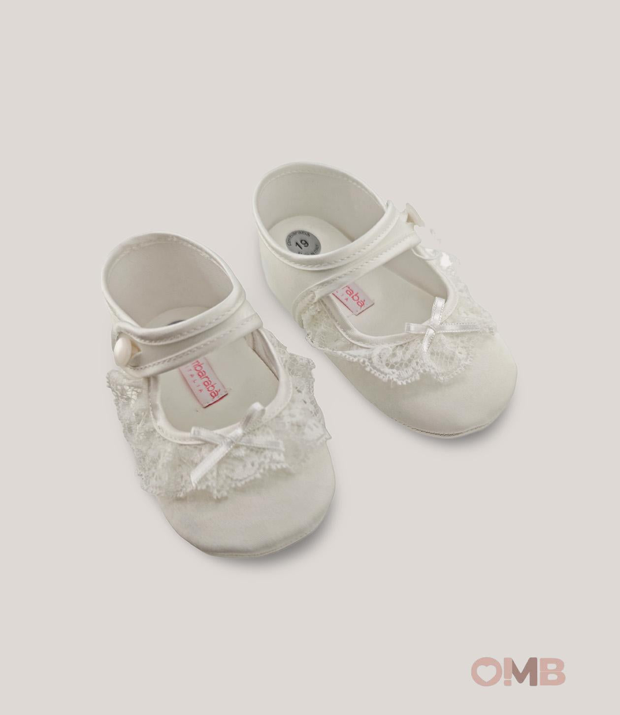 Scarpe neonata AMBARABA' SF4304 Bianche pizzo cinturino raso fiocco SF4304 BIANCO AMBARABA' 