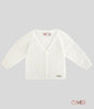 Cardigan neonata Condor 505 Latte manica lunga traforato scollo a v