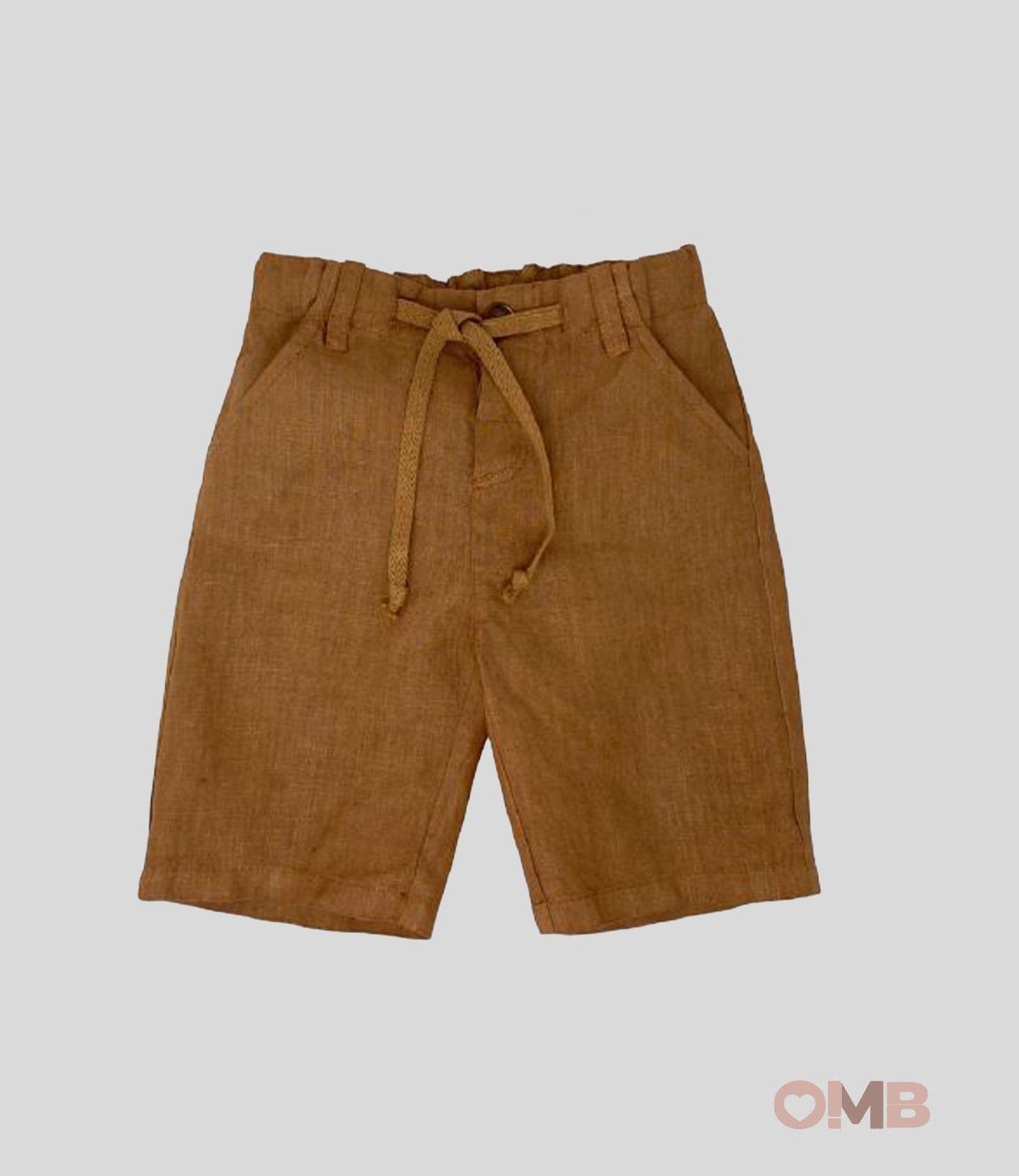 Bermuda bambino Zhoe&Tobiah LN4M Marrone cotone tinta unita laccetto tasche LN4M TERRA DI SIENA ZHOE & TOBIA 