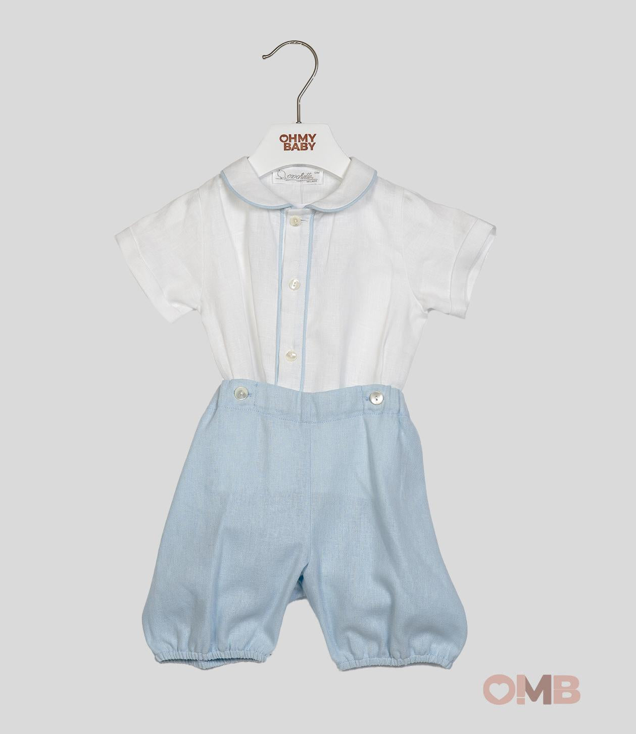 Pagliaccetto Crochette neonato 7214 bianco 7214 AZZURRO CROCHETTE 