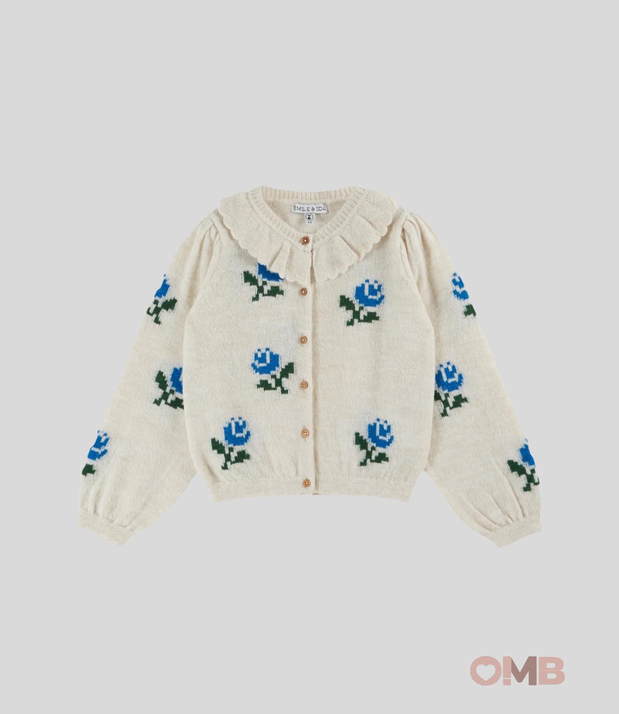 Cardigan Emile et Ida neonata AC124 Beige AC124 ECRU EMILE ET IDA 