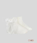 Calzino neonata Condor 2439/4 Latte maglia rasata fiocco organza