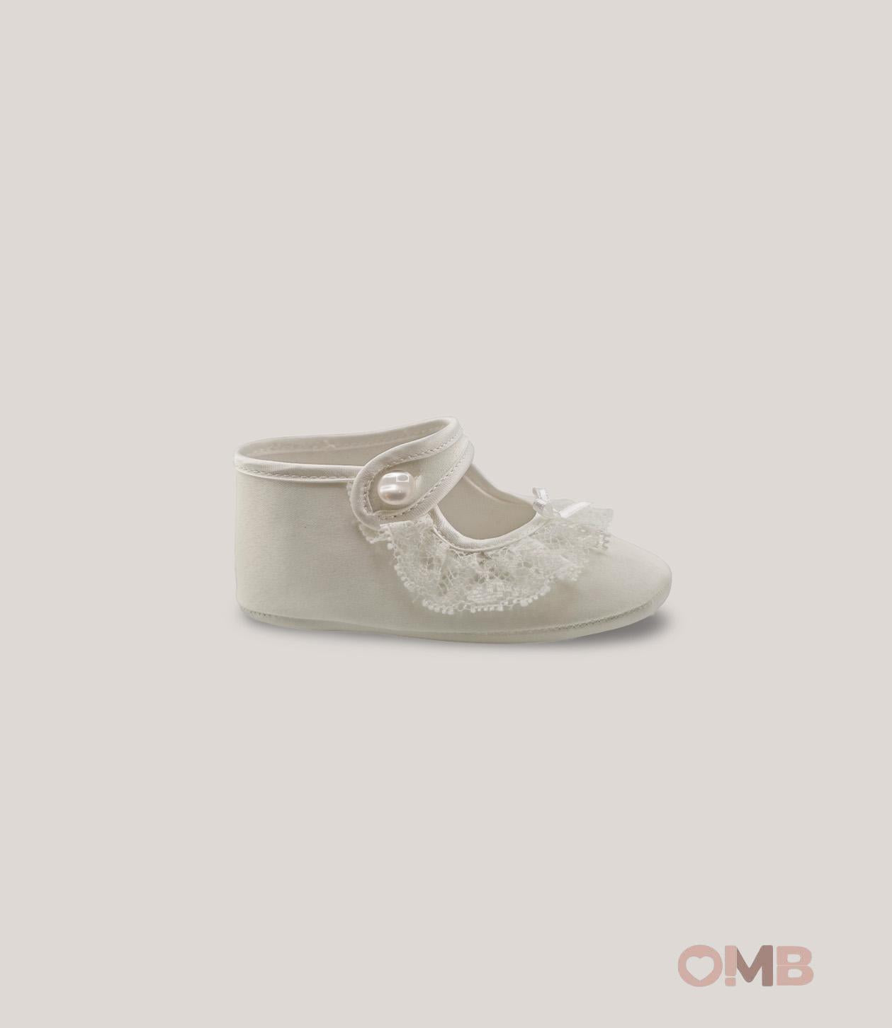 Scarpe neonata AMBARABA' SF4304 Bianche pizzo cinturino raso fiocco SF4304 BIANCO AMBARABA' 