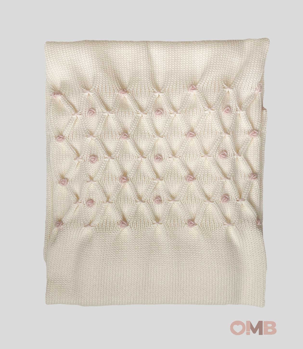 Coperta Neonata Primodi Bebè 3517 panna rosa 3517.1SU ROSELLINA PRIMODI BEBE 