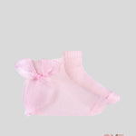 Calzino neonata Condor 2439/4 Rosa maglia rasata fiocco organza<BR/> 2439/4 500 CONDOR 