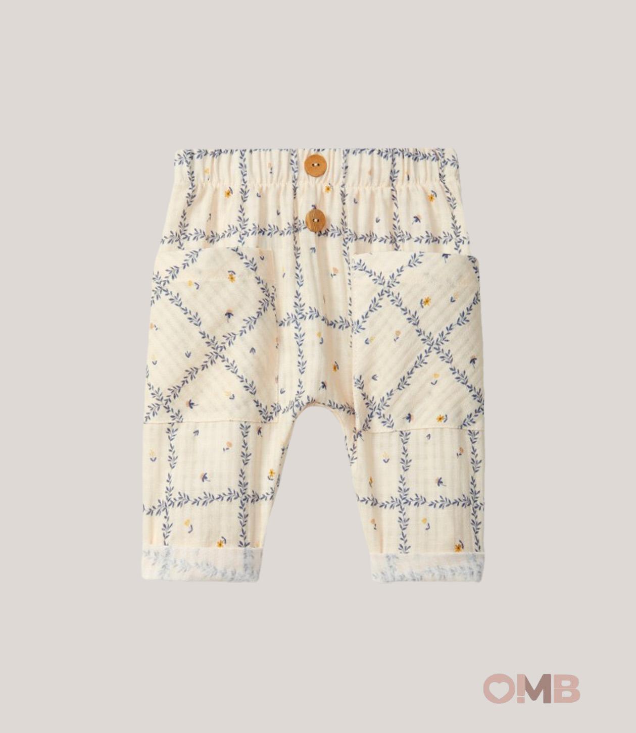 Pantalone neonata SNUG 6S091 Crema<BR/> 6S091 FIORI SNUG 
