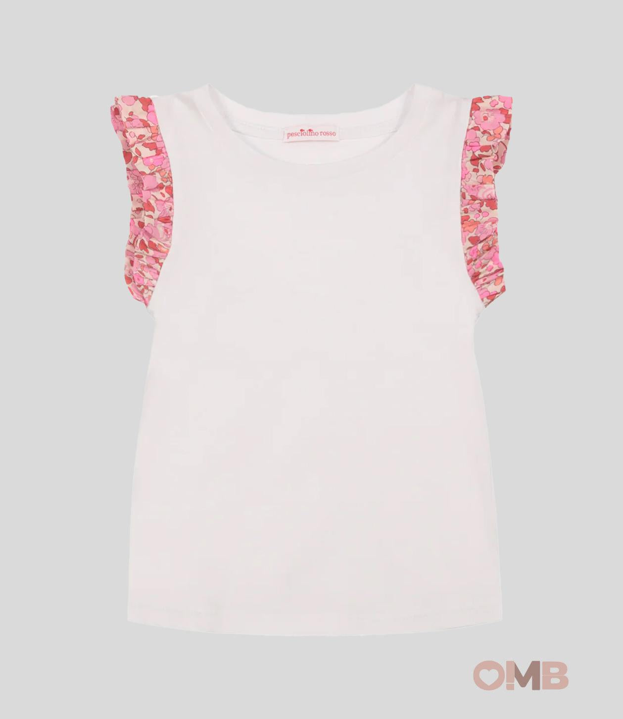 T-shirt Bambina Pesciolino Rosso bianca fucsia TSF. FUCSIA PESCIOLINO ROSSO 