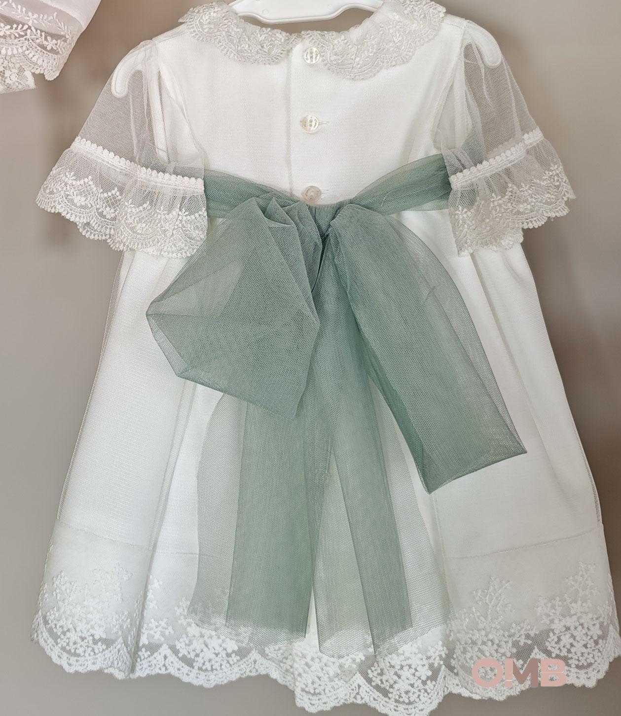 Abito neonata NISERET 5732 Panna 5732 PANNA/VERDE NISERET 