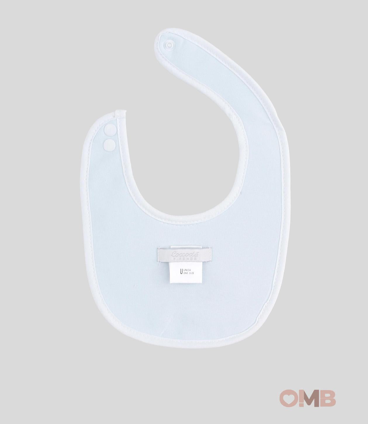 Bavetta neonato Coccode 603 Bianco/celeste bottoni cotone spugna tartaruga<BR/> 603 BIANCO/CIELO COCCODE 