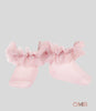 Calzino neonata Condor 2488/4 Rosa tulle arricciato corti cotone