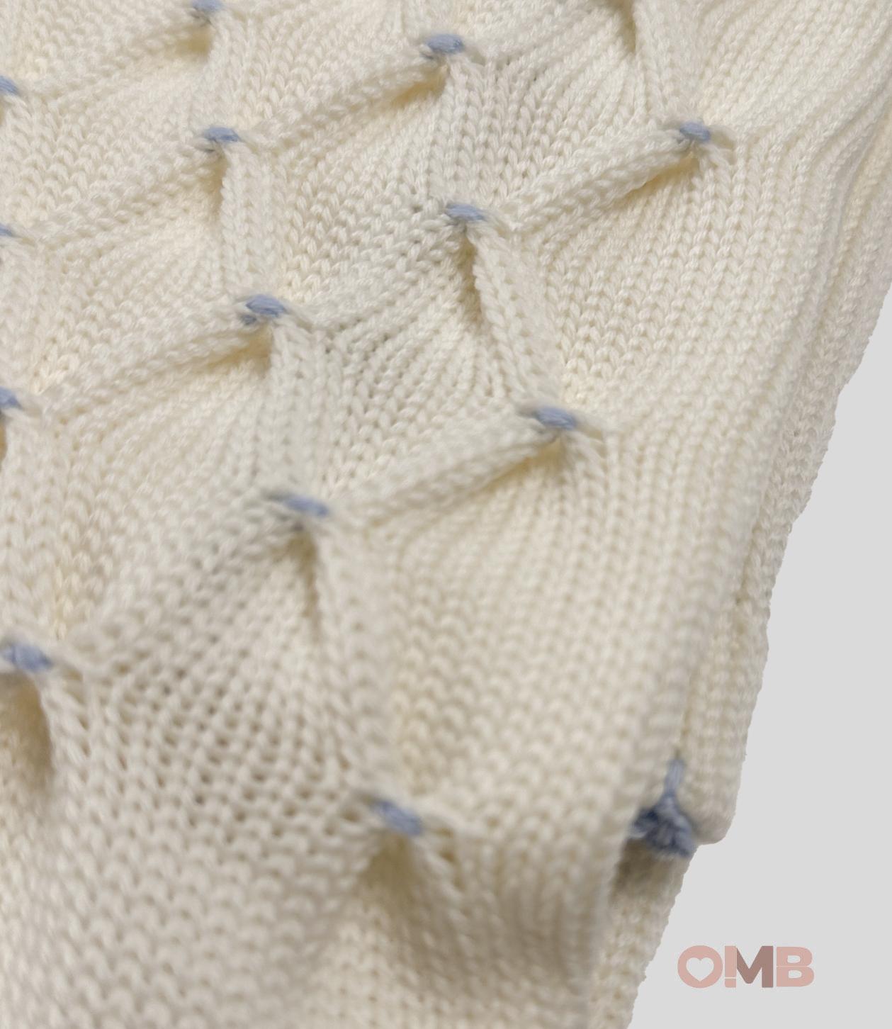 Coperta Neonato Primodi Bebè 3516 panna azzurro 3516.1SU PANNA PRIMODI BEBE 