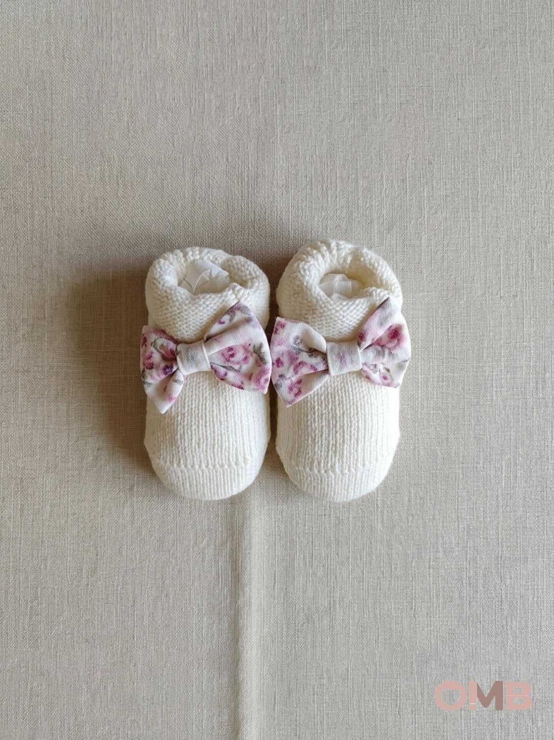 Babbucce neonata BABY LORD 769 Bianca<BR/> 769 FIORI BABY LORD 