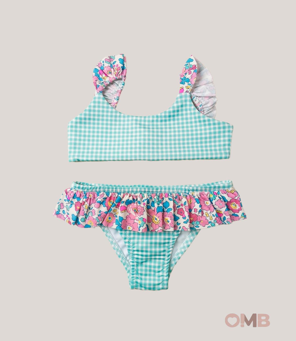 Bikini bambina PESCIOLINO ROSSO BKK10 Verde<BR/> BKK10. QUADRI PESCIOLINO ROSSO 