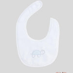 Bavetta neonato Coccode 603 Bianco/celeste bottoni cotone spugna tartaruga<BR/> 603 BIANCO/CIELO COCCODE 