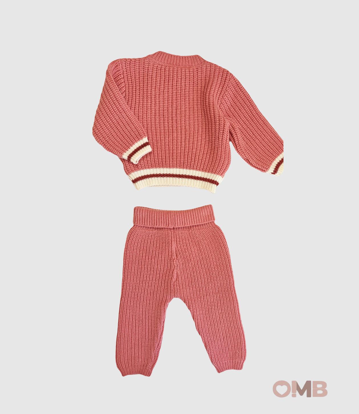 Completo MAGLIFICIO VERONA neonata 45465 Rosa lana a costa inglese elastico orli 45465 ROSA MAGLIFICIO VERONA 