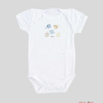 Body neonata Coccode 800 Bianco animaletti colorati stampa mezza manica<BR/> 800 PANNA COCCODE 