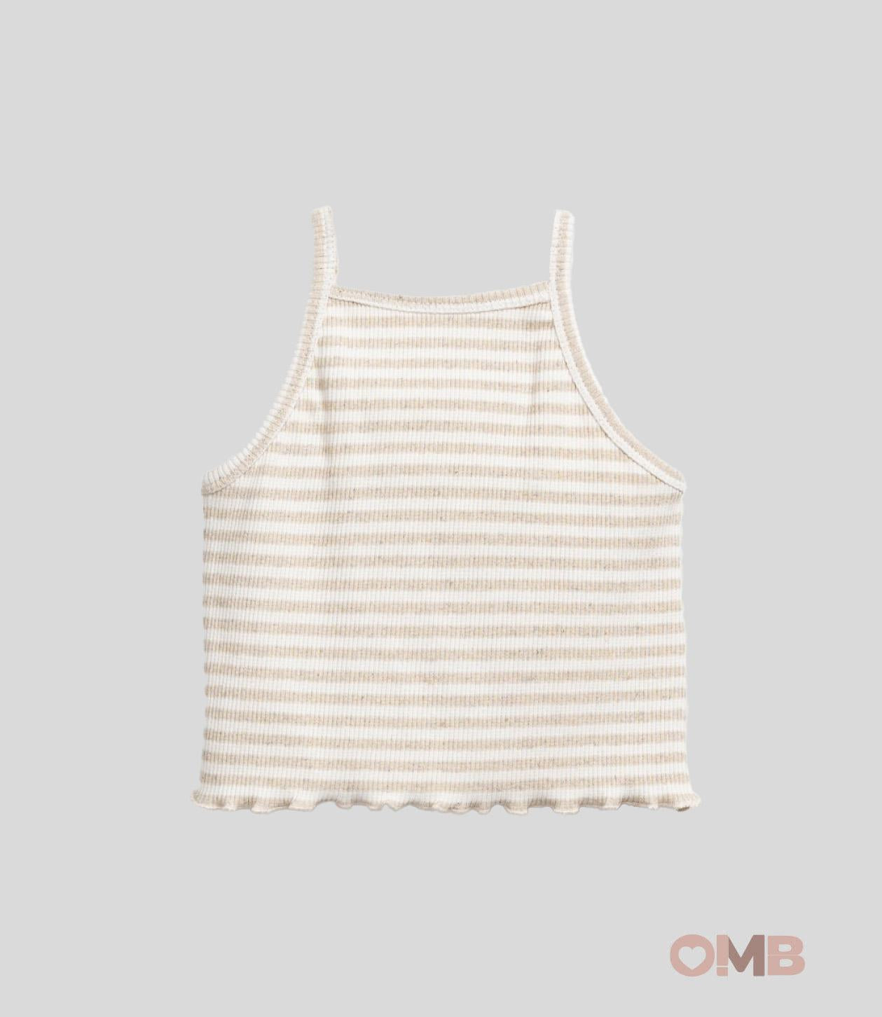 Top bambina Play Up 11150. Beige/Bianco righe cotone <BR/> 11150. RIGA PLAY UP 