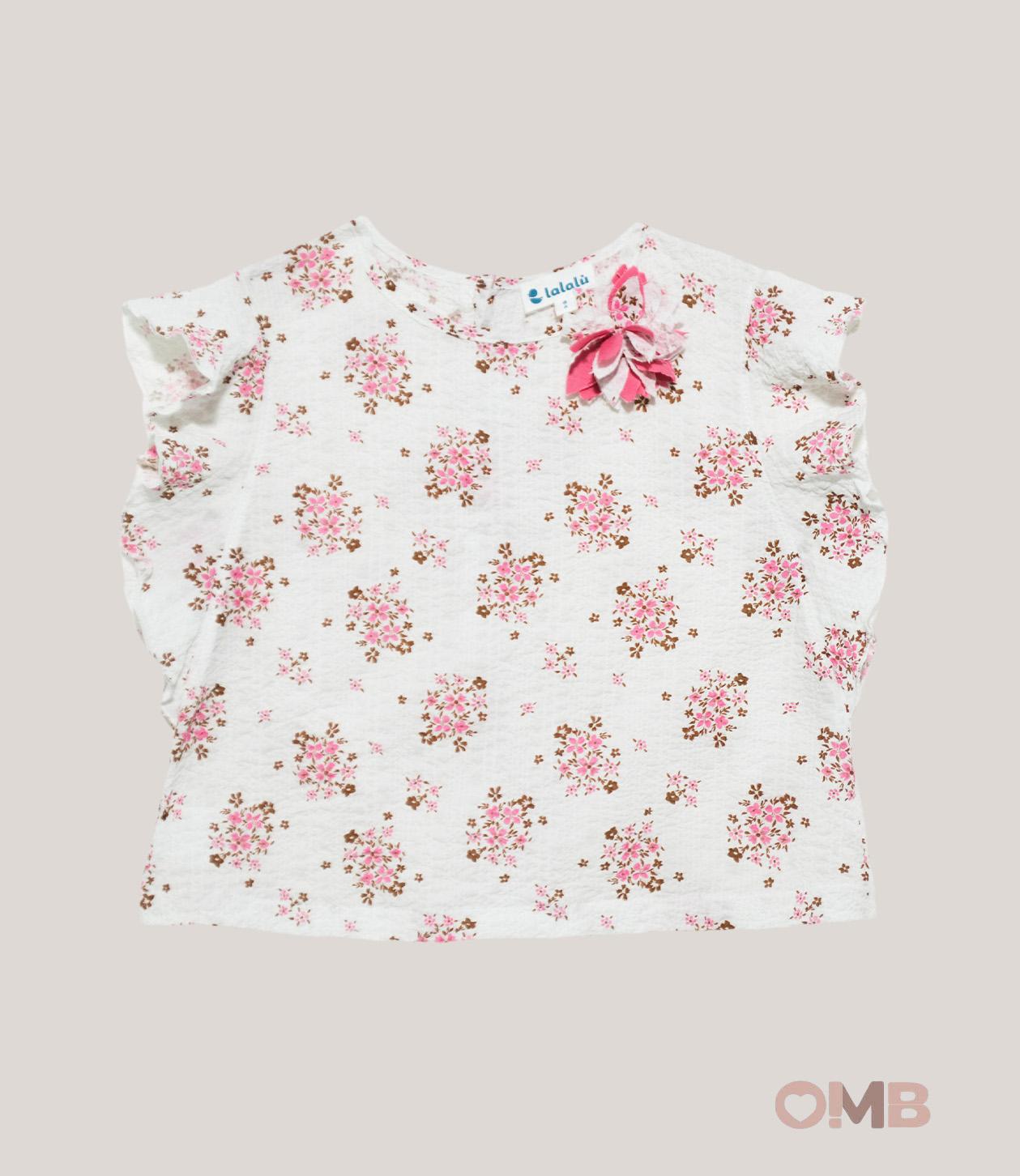 Camicia bambina LALALU CML70 Bianca CML70 FIORI LALALU 
