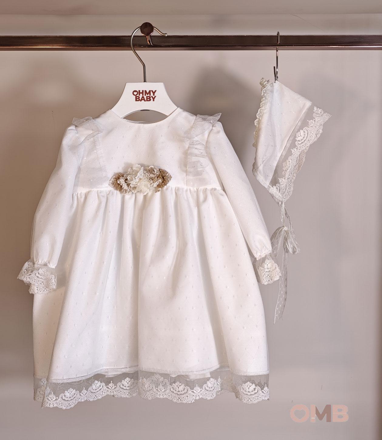 Abito NISERET neonata 5526 Panna 5526 BIANCO NISERET 