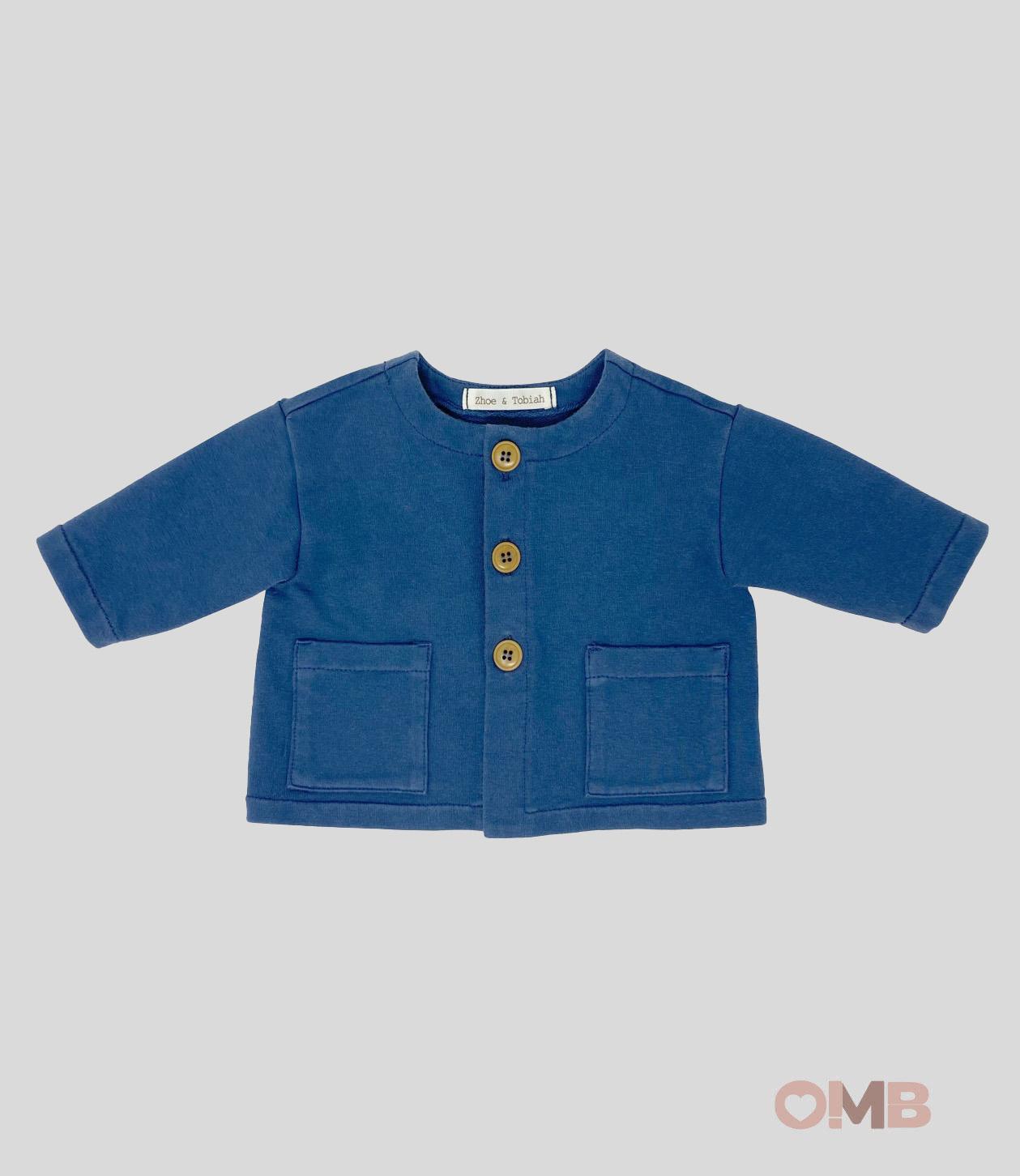 Giacca neonato Zhoe&Tobiah FEC8B Blu cotone tasche bottoni FEC8B BLU ZHOE & TOBIAH 