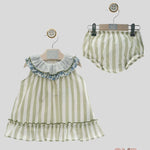 Abito Yoedu neonata 0325VERDE righe 0325 VERDE YOEDU 