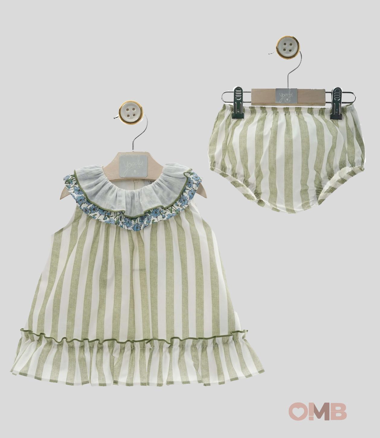 Abito Yoedu neonata 0325VERDE righe 0325 VERDE YOEDU 