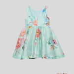 Abito bambina Abel&Lula 5053 Verde fiori zip lino cotone giromanica 5053 VERDE ABEL&LULA 