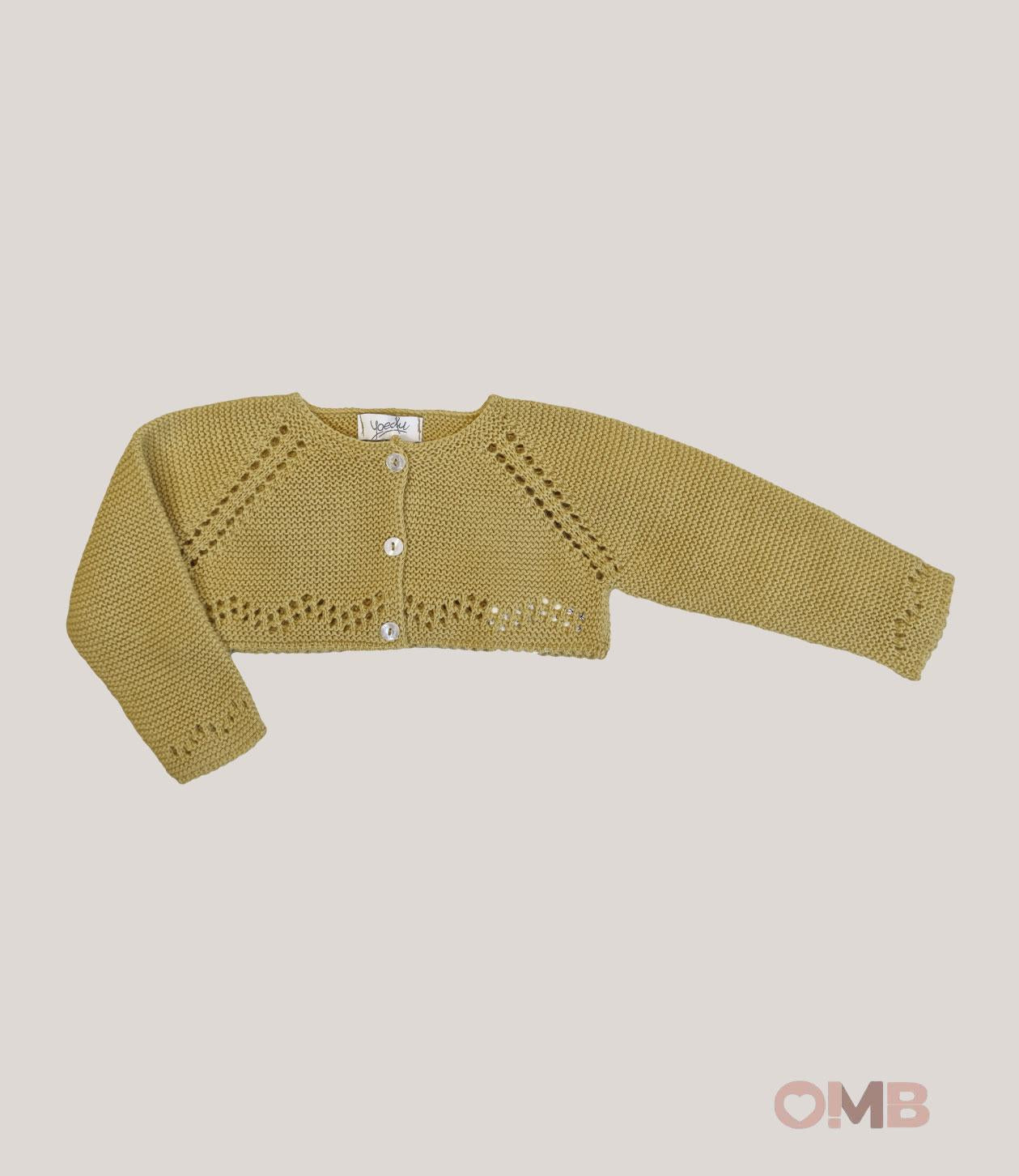 Cardigan neonata YOEDU 9420R4PG Caramello<BR/> 9000 CARAMELLO YOEDU 