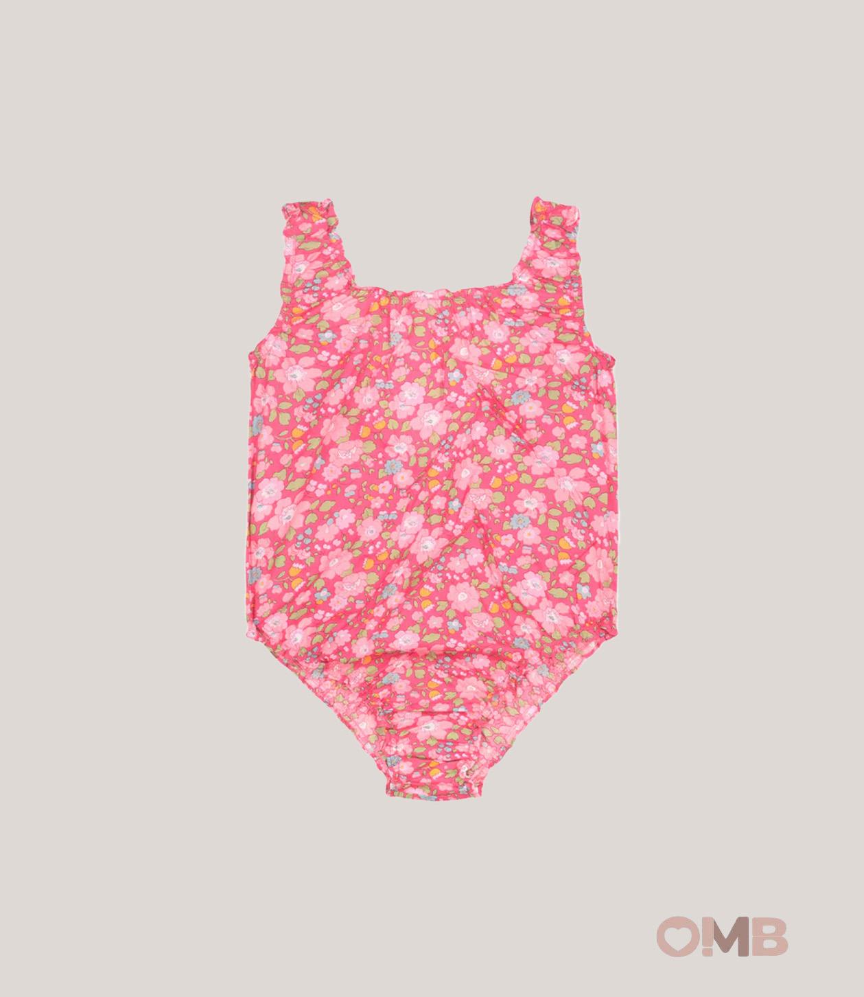 Costume bambina PESCIOLINO ROSSO IN Fucsia<BR/> IN LIBERTY PESCIOLINO ROSSO 