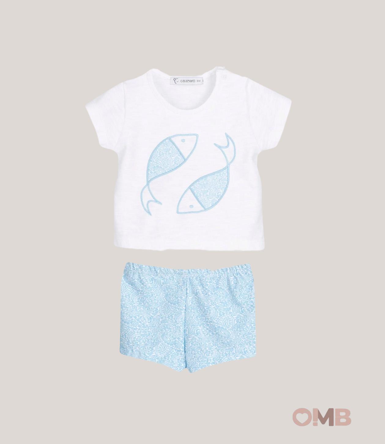 Completo neonato CALAMARO BABY 23067B Celeste 23068-B CELESTE CALAMARO BABY 