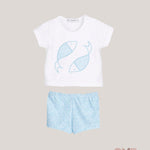 Completo neonato CALAMARO BABY 23067B Celeste 23068-B CELESTE CALAMARO BABY 