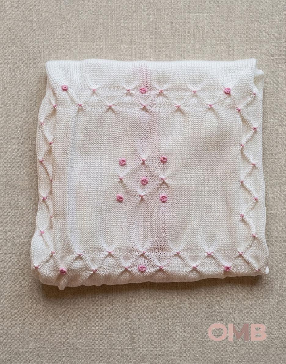 Coperta neonata PRIMODI BEBE 36151SU Bianca<BR/> 3615.1SU BIANCO/ROSA PRIMODI BEBE 
