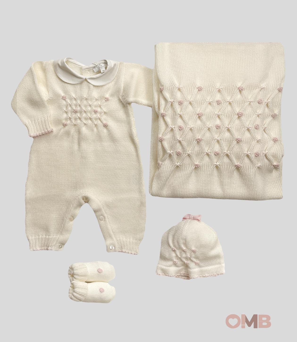 Coperta Neonata Primodi Bebè 3517 panna rosa 3517.1SU ROSELLINA PRIMODI BEBE 