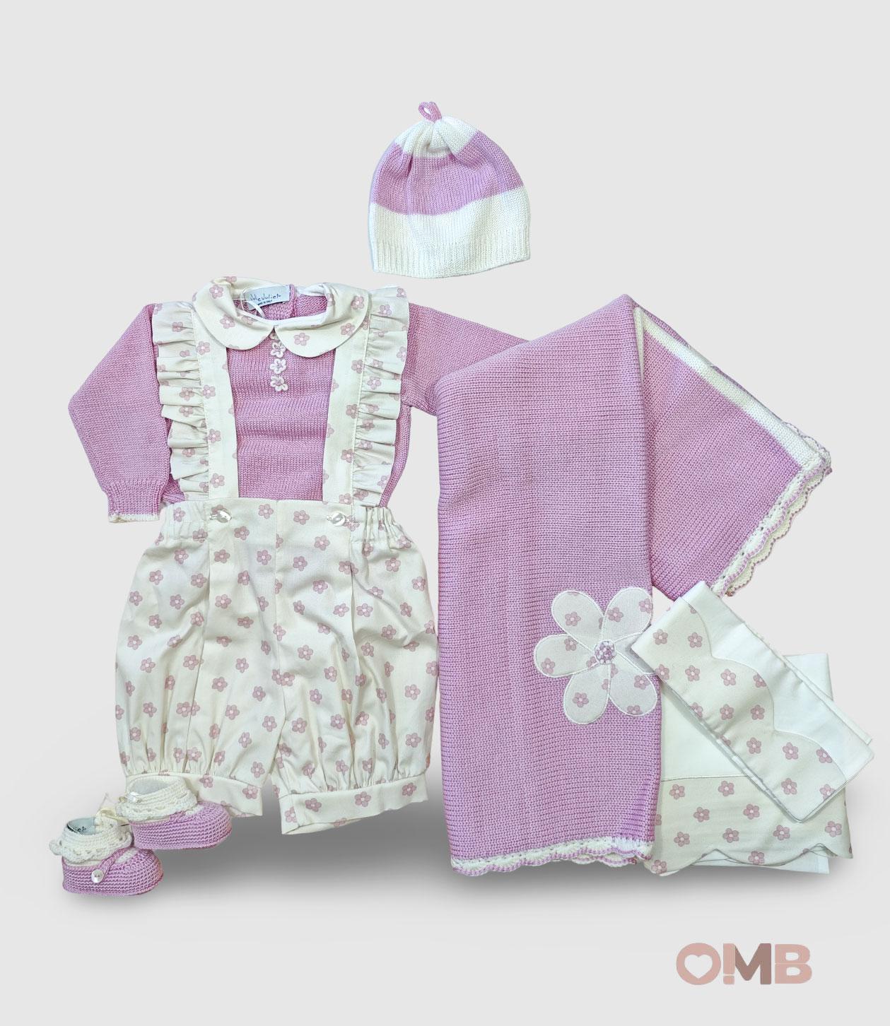 Set nascita JOLIE JULIET neonata ZELIASET Avorio<BR/> ZELIASET AVORIO-VIOLETTO JOLIE JULIET 