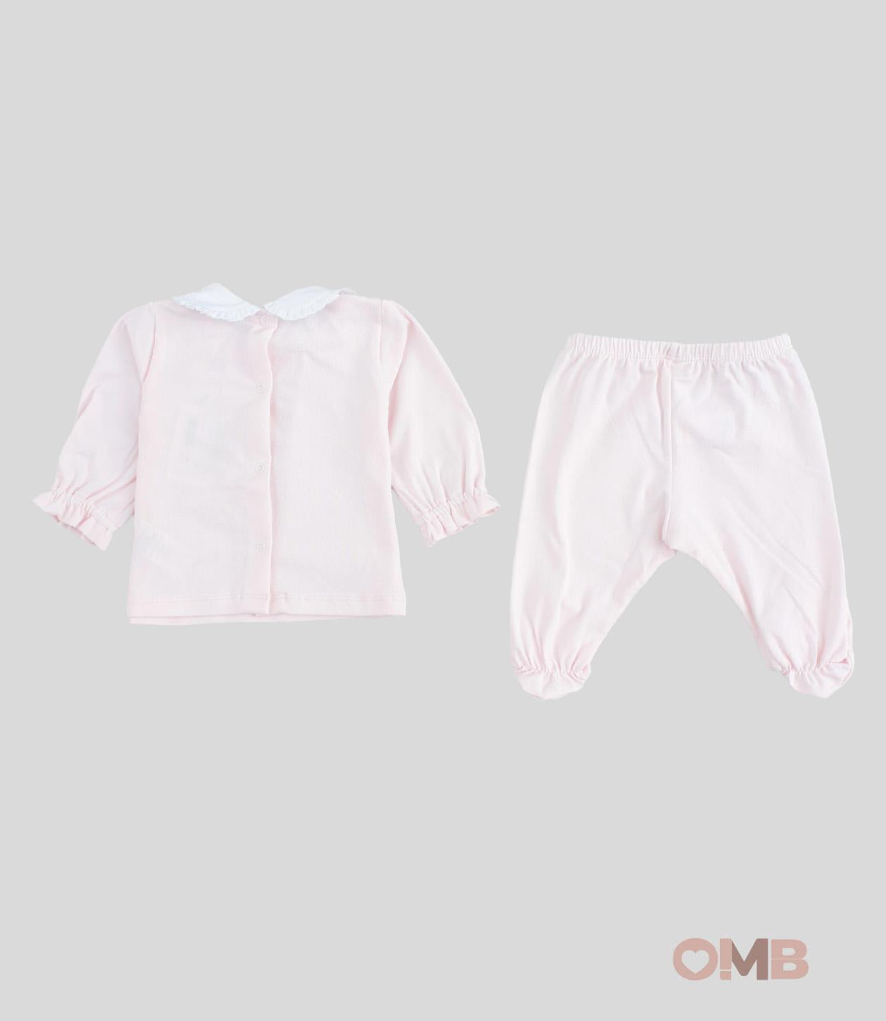 Tutina neonata Coccode 050 Rosa polsini manica lunga collo smerlato elastico bottoni 050 ROSA COCCODE 