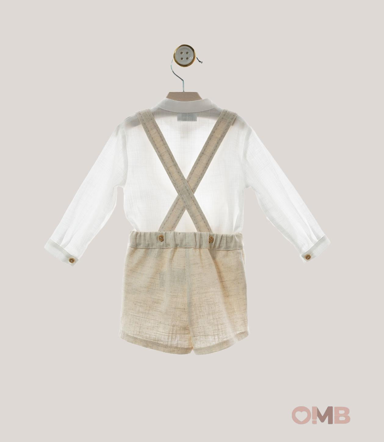 Completo Neonato Yoedu 0351 beige celeste 0351 LINO-CELESTE YOEDU 