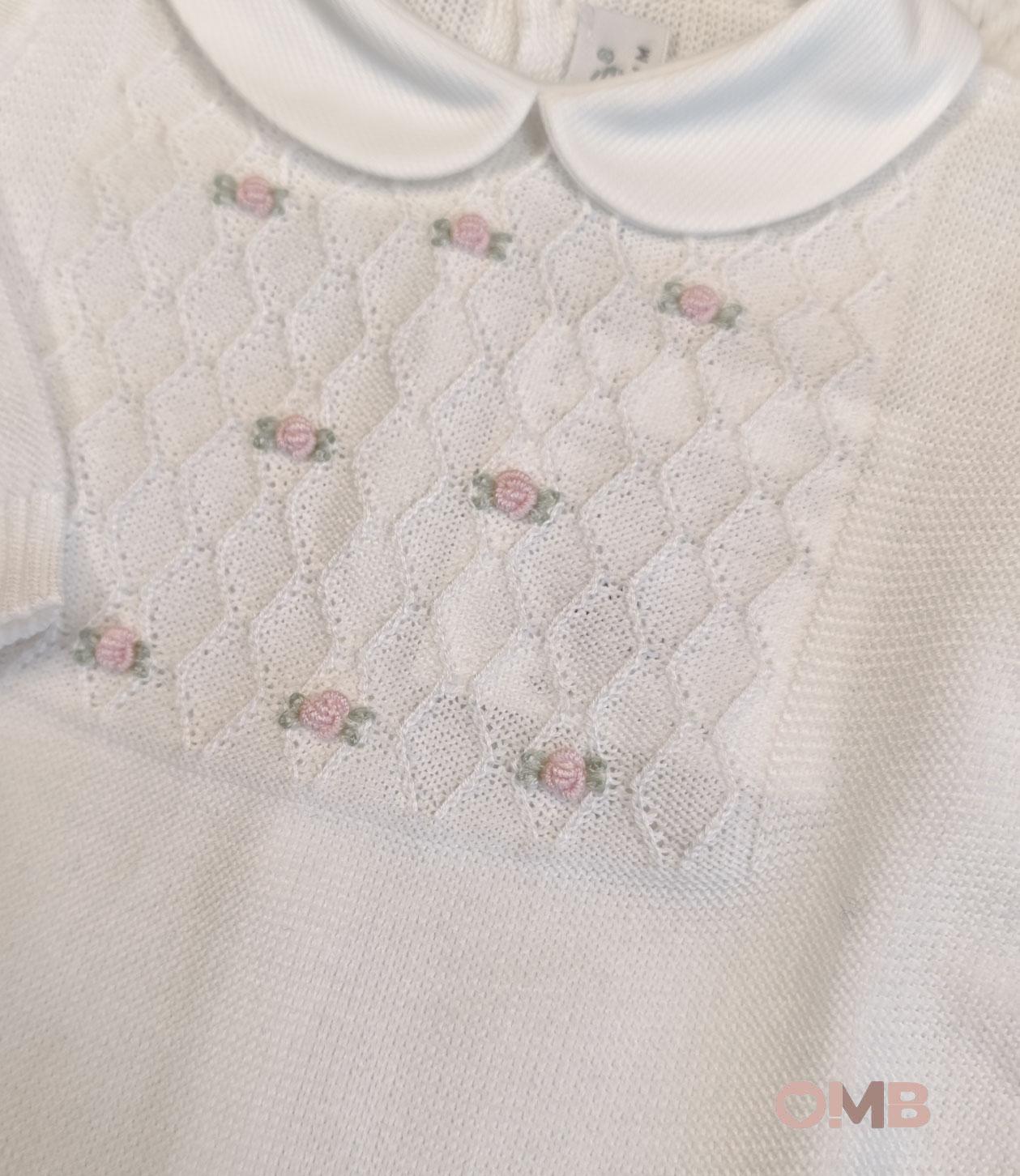 Tutina neonata PEPECE' 7715R3 Bianco<BR/> 7715R3 BIANCO-ROSA PEPECE' 