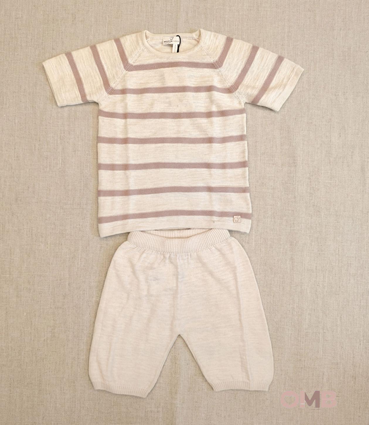Completo bambina MAGLIFICIO VERONA 015538015539 Ecru 015538-015539 ECRU-ROSA MAGLIFICIO VERONA 