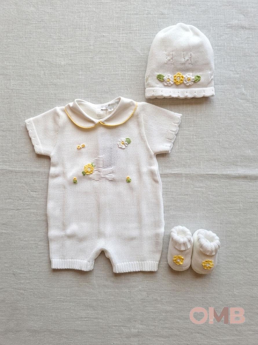 Set nascita neonata PRIMODI BEBE 36055CAPBAB Bianco 3605.5+CAP+BAB BIANCO/GIALLO PRIMODI BEBE 