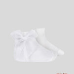 Calzino neonata Condor 2439/4 Bianco maglia rasata fiocco organza 2439/4 200 CONDOR 