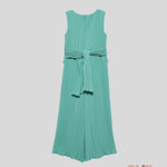 Abito bambina Abel&Lula 5221 Verde chiffon plissettato zip 5221 VERDE ABEL&LULA 