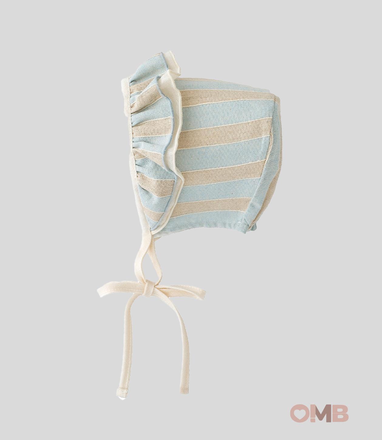 Cuffia Neonata Calamaro Baby 75090 azzurra e beige<BR/> 75090 AZZURRO CALAMARO BABY 