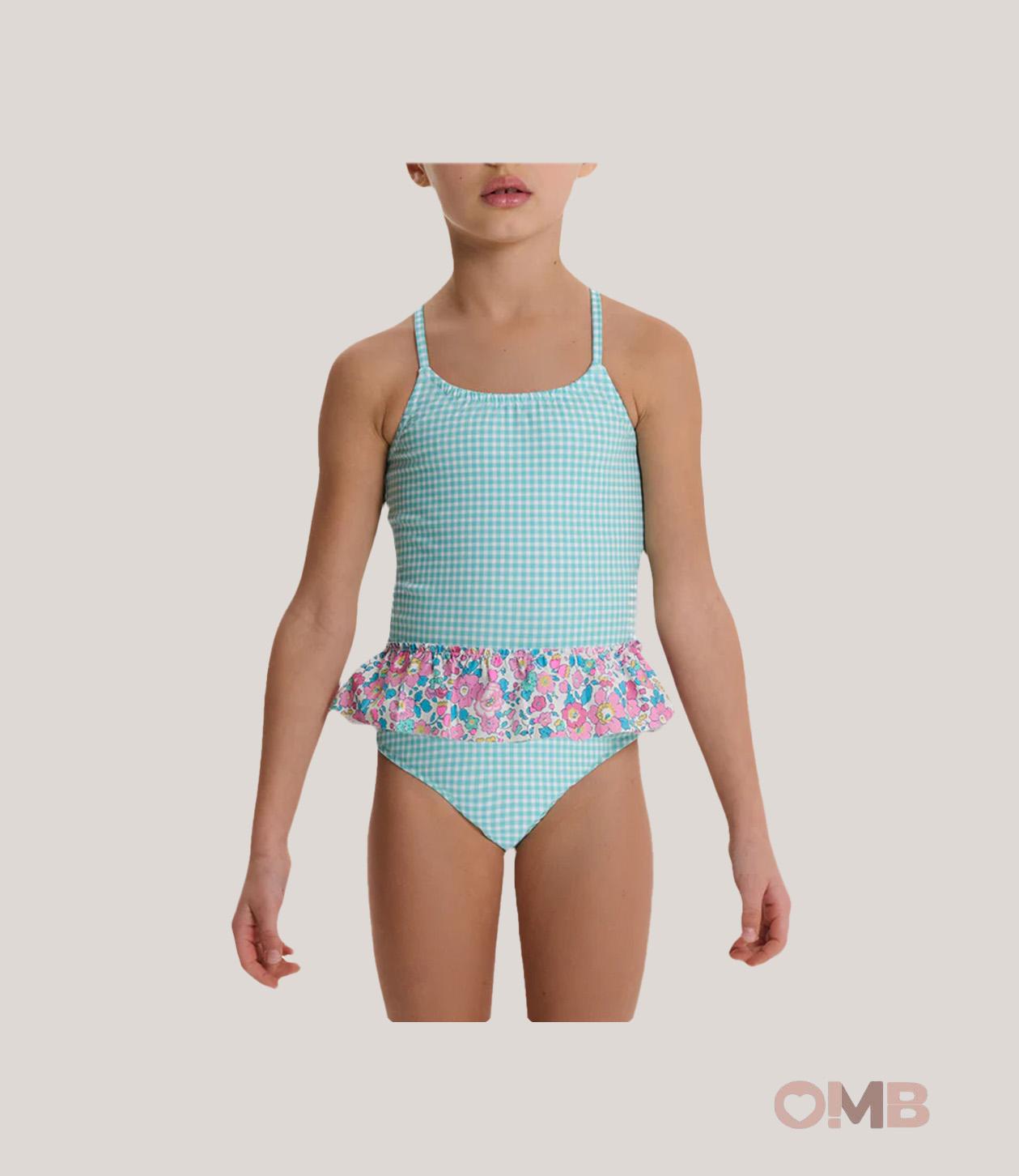 Costume bambina PESCIOLINO ROSSO INLY06 Verde<BR/> INLY06 QUADRI PESCIOLINO ROSSO 