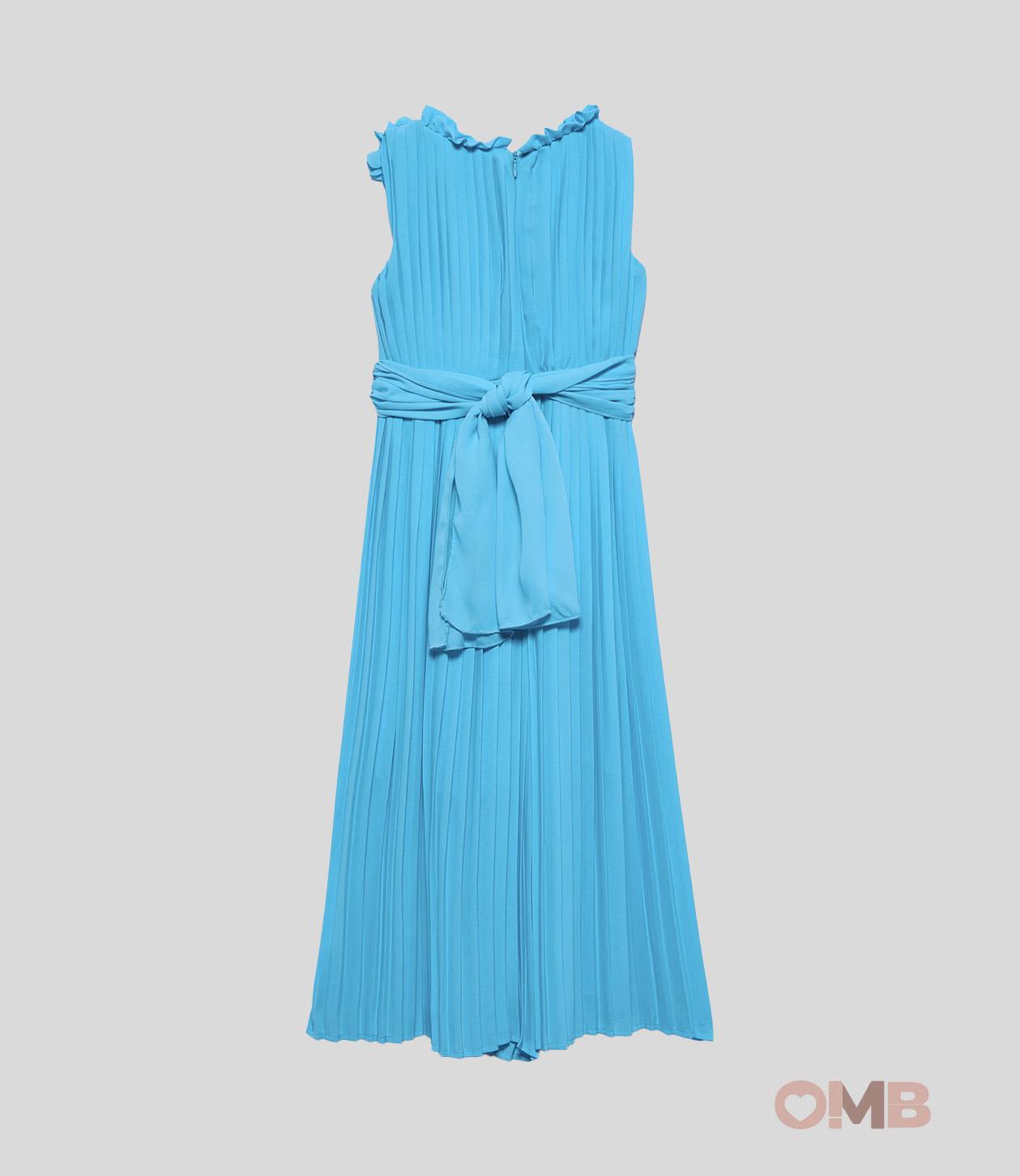 Tuta bambina Abel&Lula 5223 Turchese crepe plissettato fiori zip<BR/> 5223 TURCHESE ABEL&LULA 