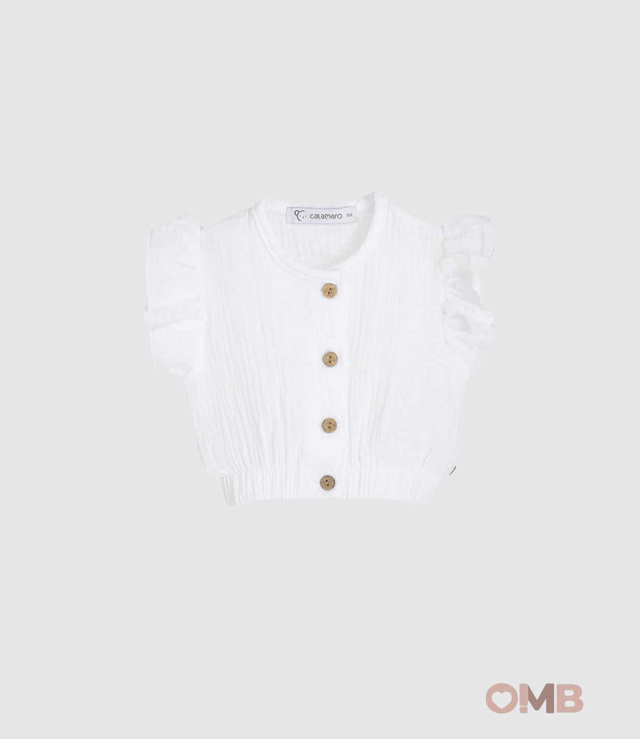 Blusa CALAMARO BABY bambina 15046N Bianca<BR/> 15046-N. BIANCO CALAMARO BABY 