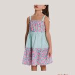 Abito bambina PESCIOLINO ROSSO ABI14 Verde<BR/> ABI14. QUADRI PESCIOLINO ROSSO 