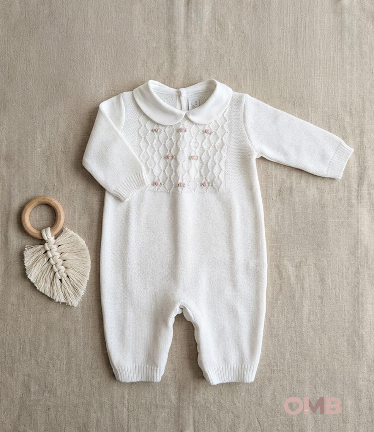 Tutina neonata PEPECE' 7715R3 Bianco<BR/> 7715R3 BIANCO-ROSA PEPECE' 